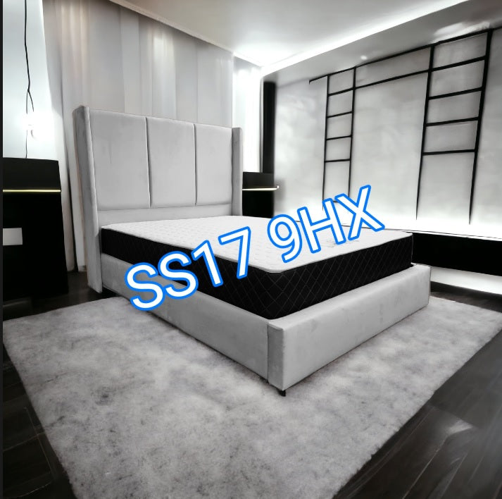 Buxton Wingback Bed Frame - Grey Velvet Bed - Essex Bed Shop