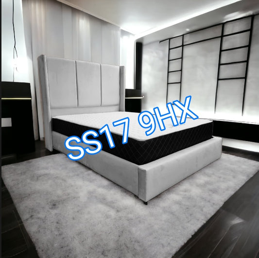 Buxton Wingback Bed Frame - Grey Velvet Bed - Essex Bed Shop