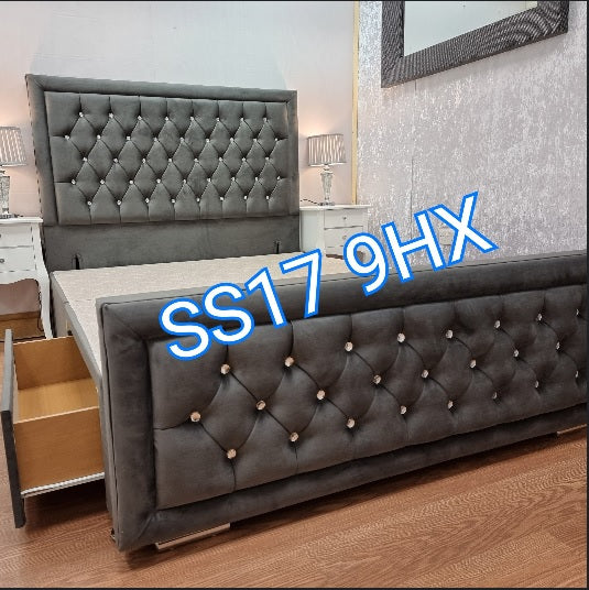 Drawer divan hampton plush crushed velvet bed - Essex Bed Shop