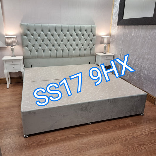 Super King Size Beds - Brianna Divan Bed Tall Chesterfield Headboard