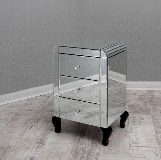 Curved bedside mirror cabinets - Direct Beds 2 U