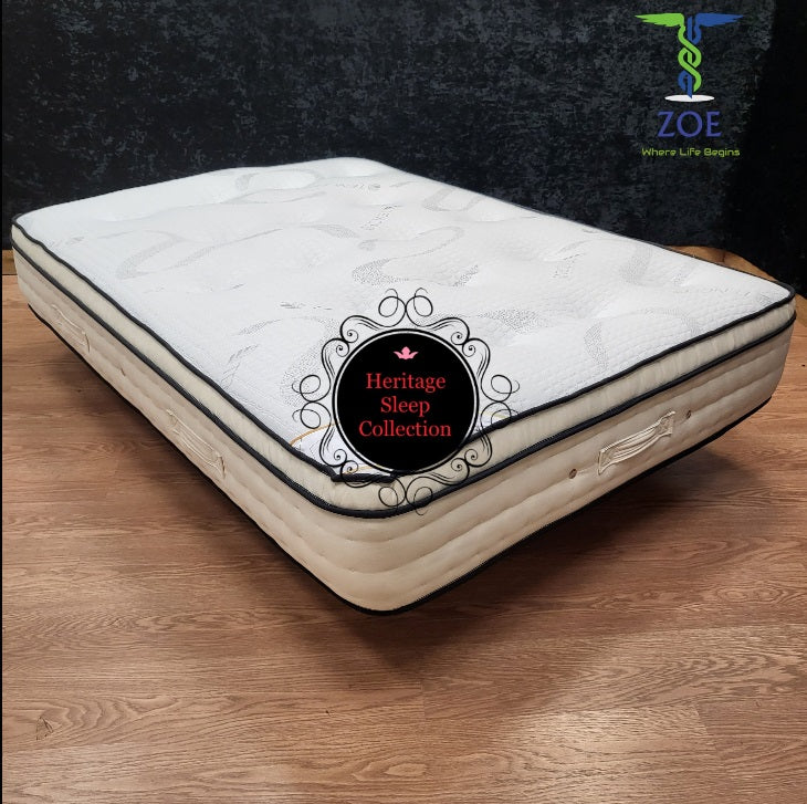 Zoe Artisan Natural Wool Silk Cotton Pillow Top Mattress boasting 3000 Pocket Springs.