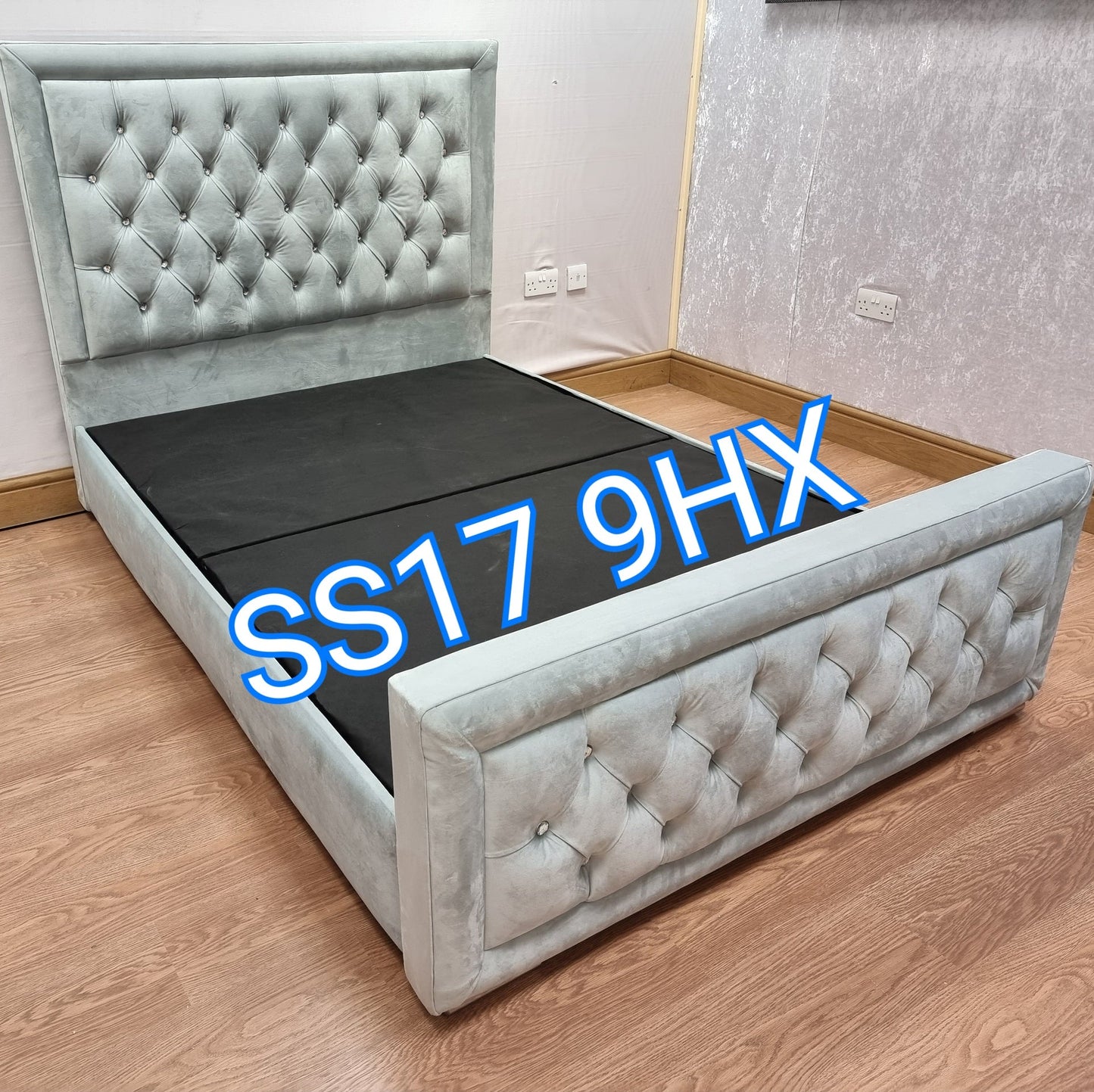Silver plush velvet hampton bed