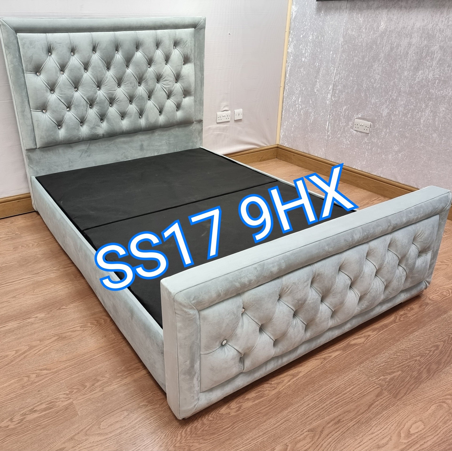 Silver plush velvet hampton bed