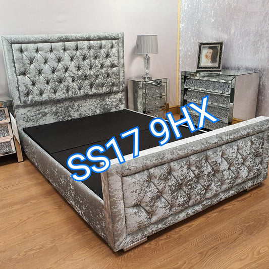 King Size Beds - Crushed velvet Hampton bed