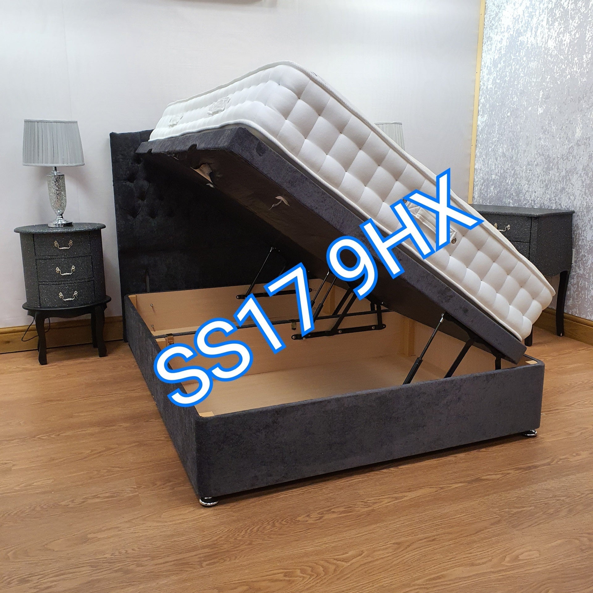 Super King Size Beds - Side lift ottoman storage divan bed