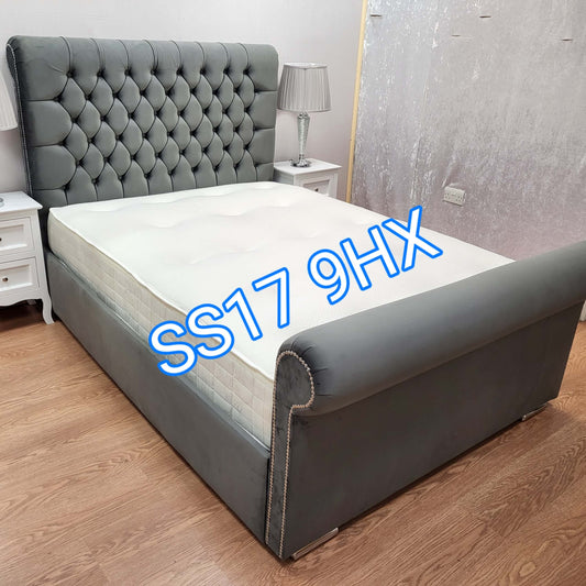 Luxury Chesterfield sleigh bed and mattress set - Essex bed shop